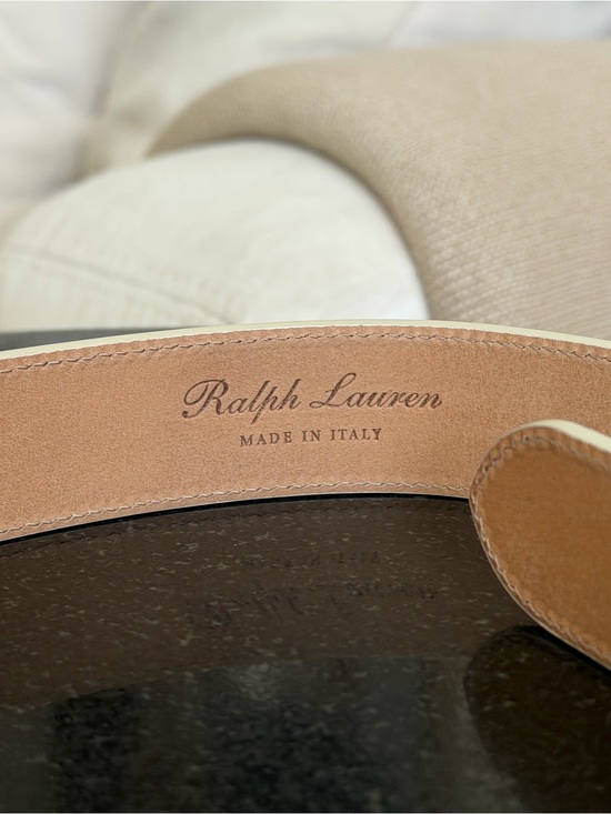 RALPH LAUREN COLLECTION ABSTRACT PLAQUE BUCKLE LEATHER BELT main image 8